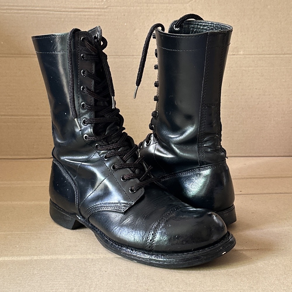 Corcoran VTG Made In USA Jump Boots Mens Sz 9.5‎ D Black Leather 70s Cap-Toe